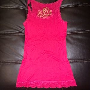Pink tank top with lace detailing